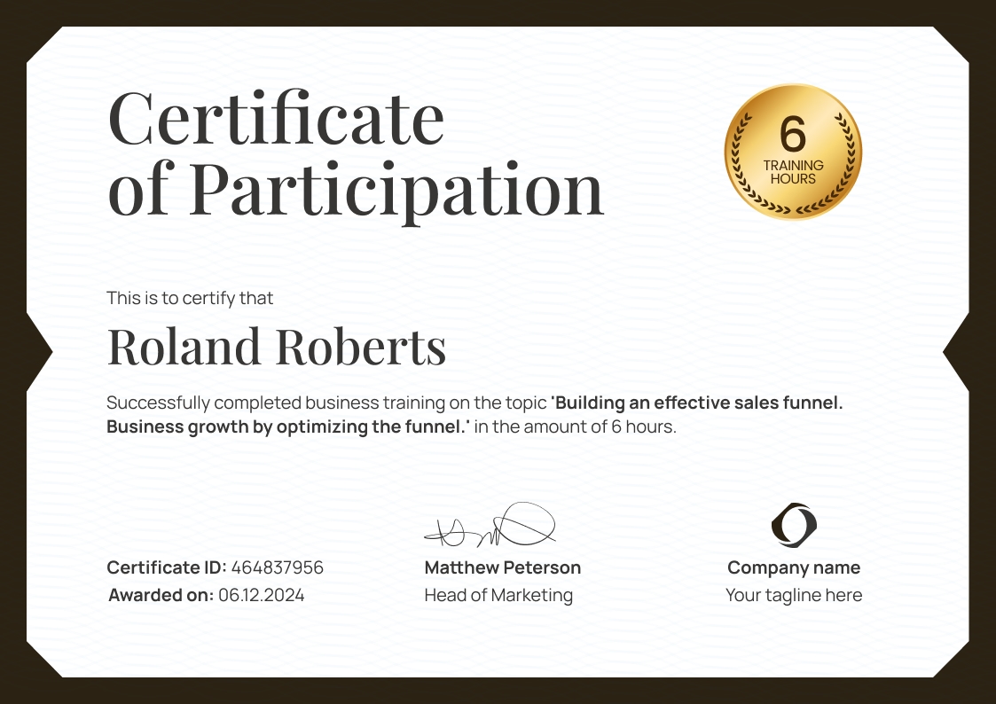 Customizable and professional workshop certificate template landscape