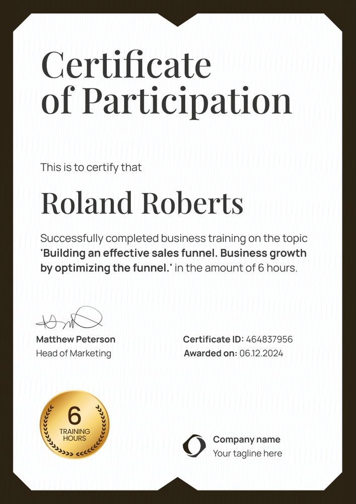 Customizable and professional workshop certificate template portrait
