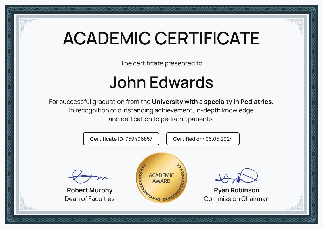 Simple and professional academic certificate template landscape