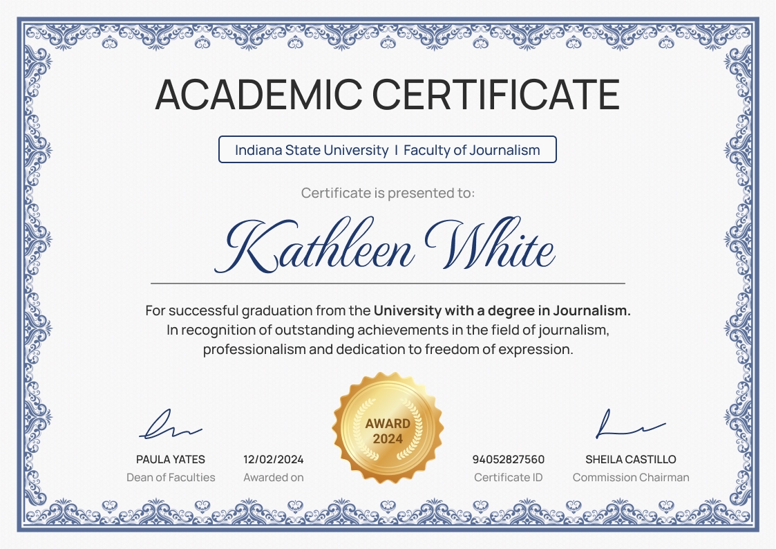 Elegant and professional academic certificate template landscape