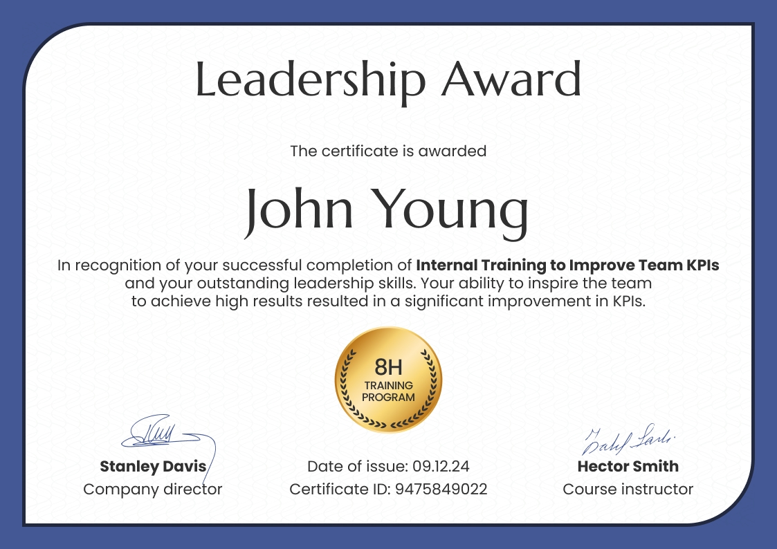 Universal and professional leadership certificate template landscape