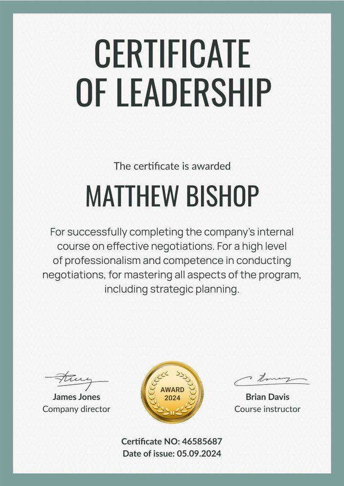 Simple and professional leadership certificate template portrait