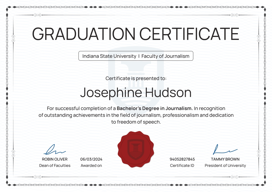 Simple professional graduation certificate template landscape