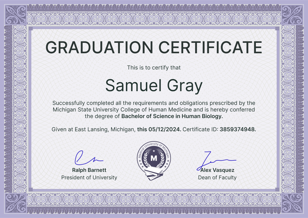 Framed professional graduation certificate template landscape