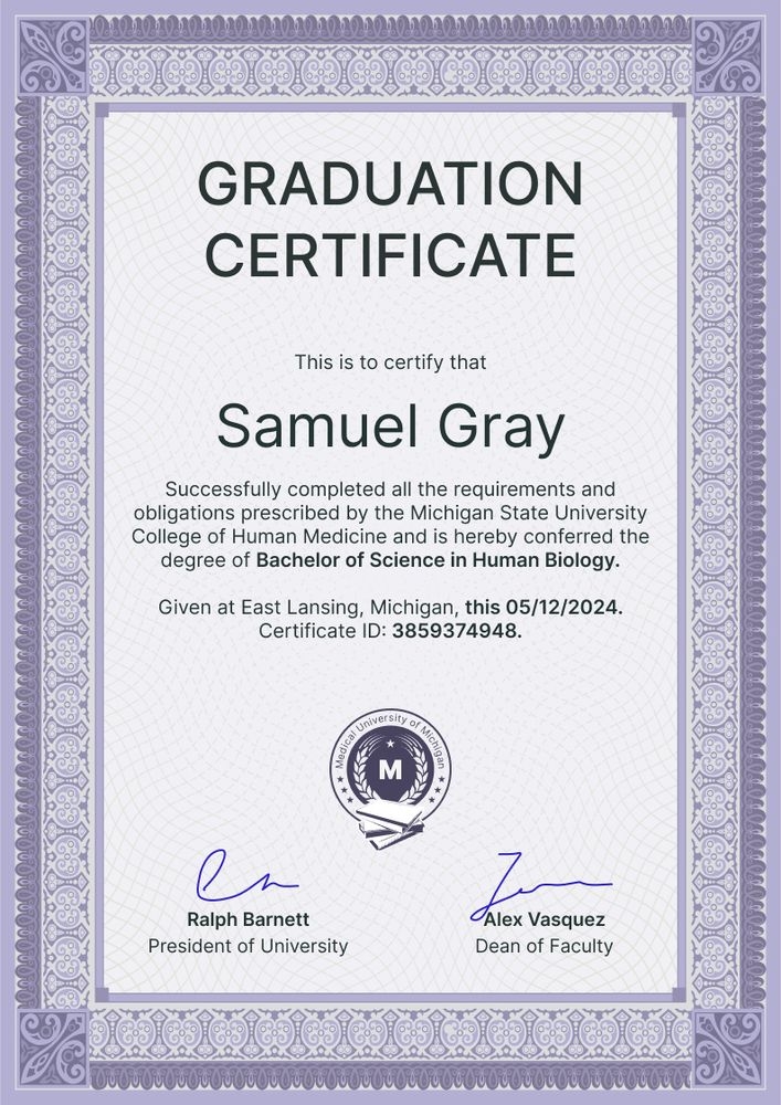 Framed professional graduation certificate template portrait