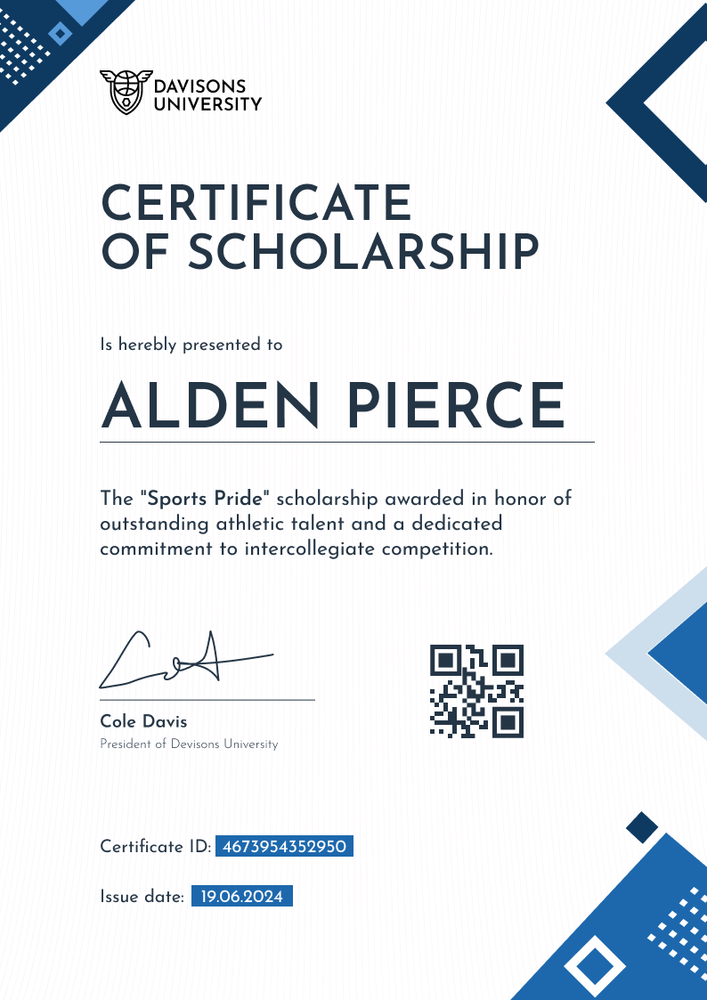 Cheerful and modern scholarship certificate template portrait