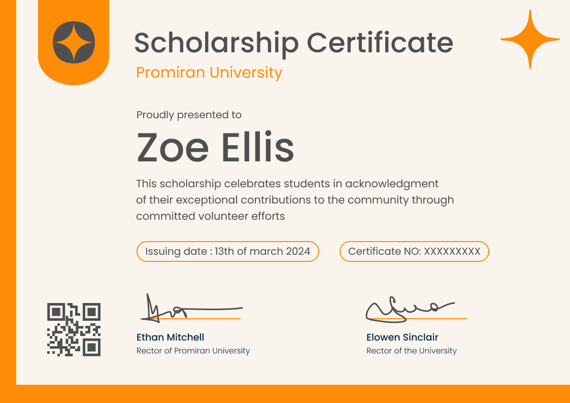 Joyful and modern scholarship certificate template landscape