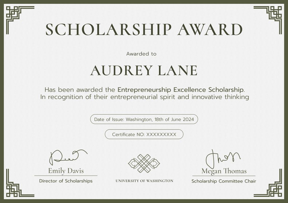 Luxurious and professional scholarship certificate template landscape