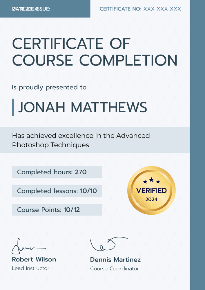 Versatile and professional course certificate template portrait