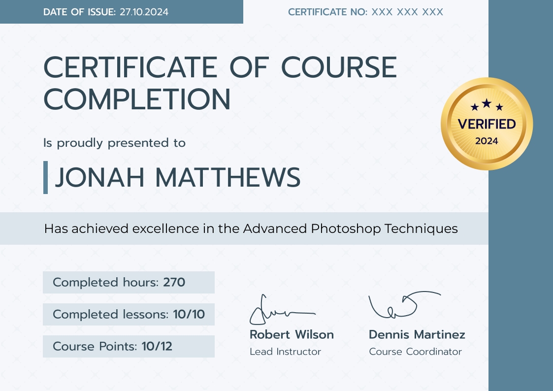 Versatile and professional course certificate template landscape