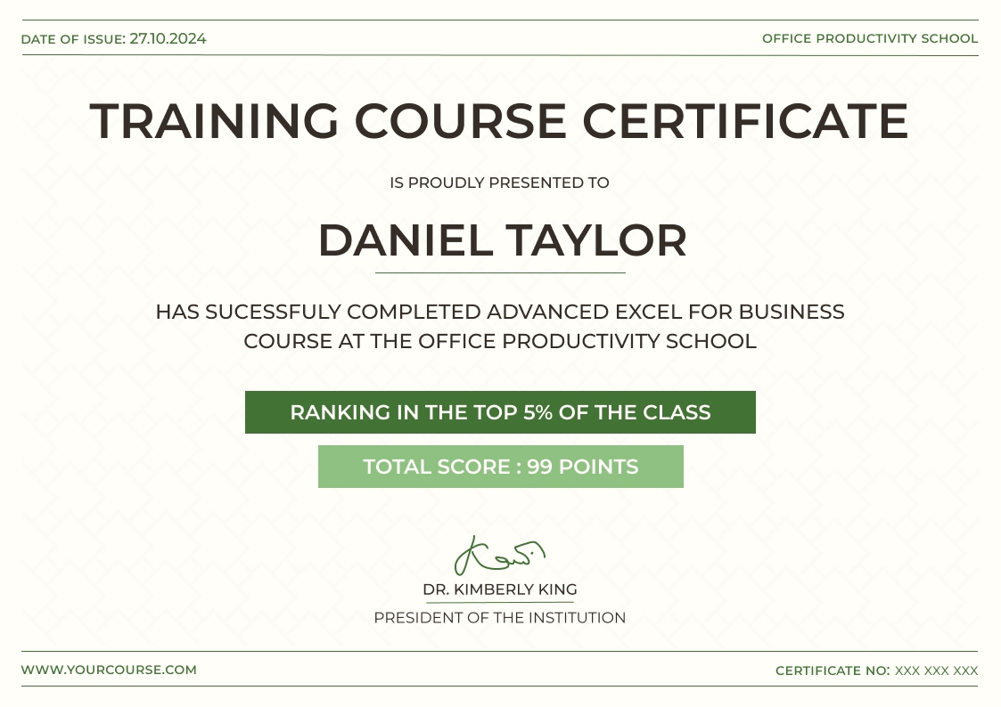 Refreshing and simple course certificate template landscape