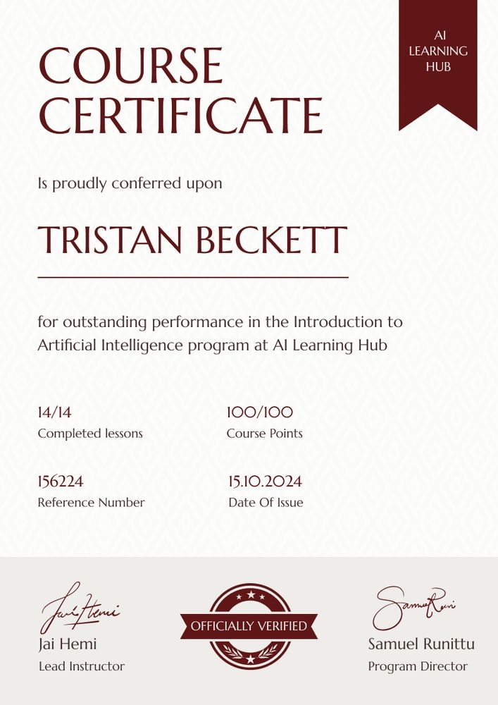 Neat and professional course certificate template portrait