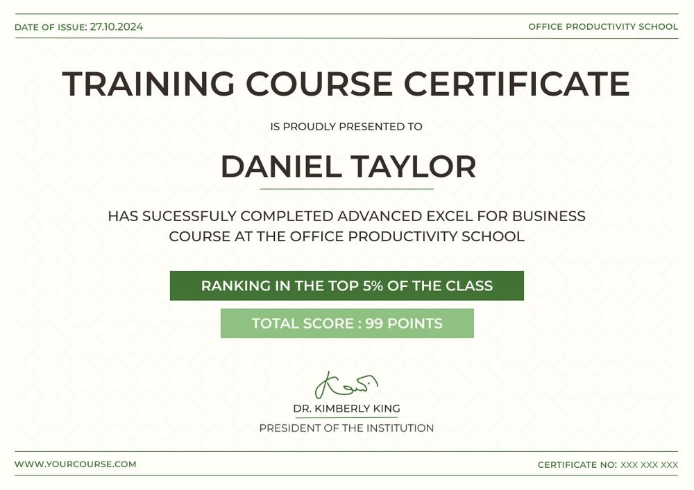 Refreshing and simple course certificate template landscape