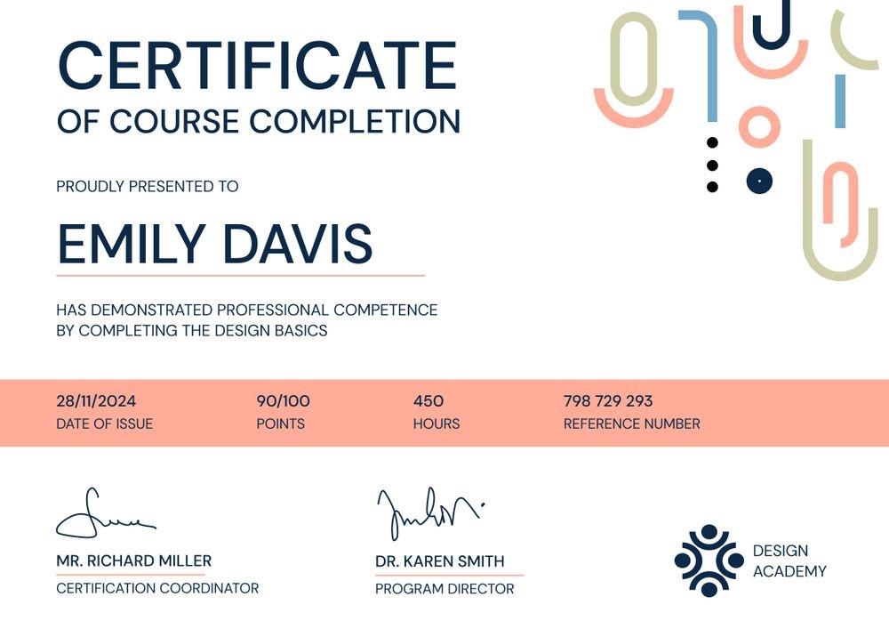 Striking and modern course certificate template landscape