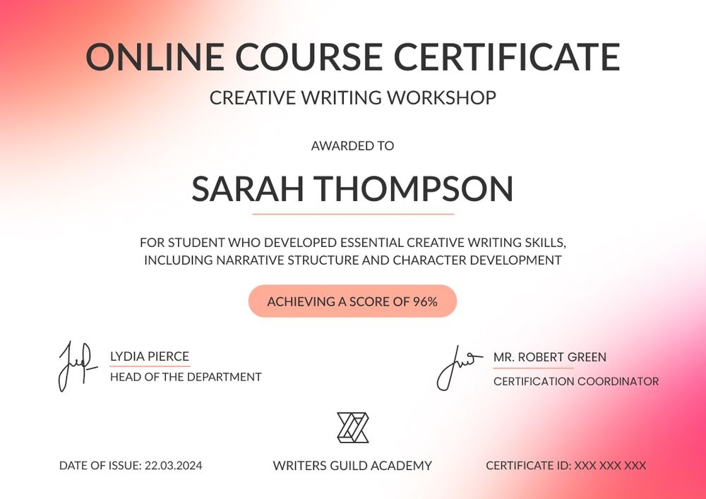  Delightful and modern course certificate template landscape