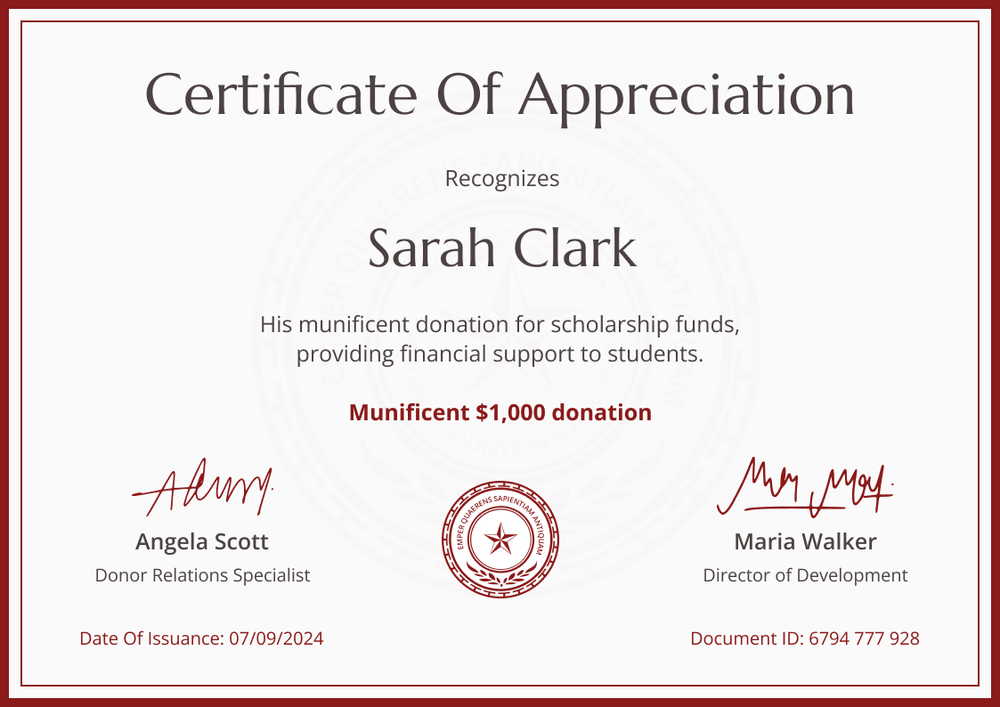 Tasteful and professional donation certificate template landscape