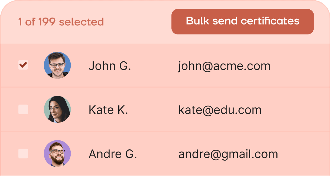 Send certificates emails in bulk