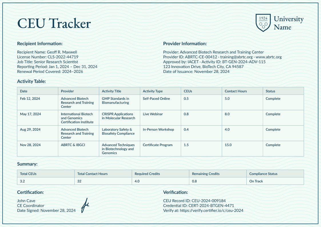 Green CEU Tracker image 1