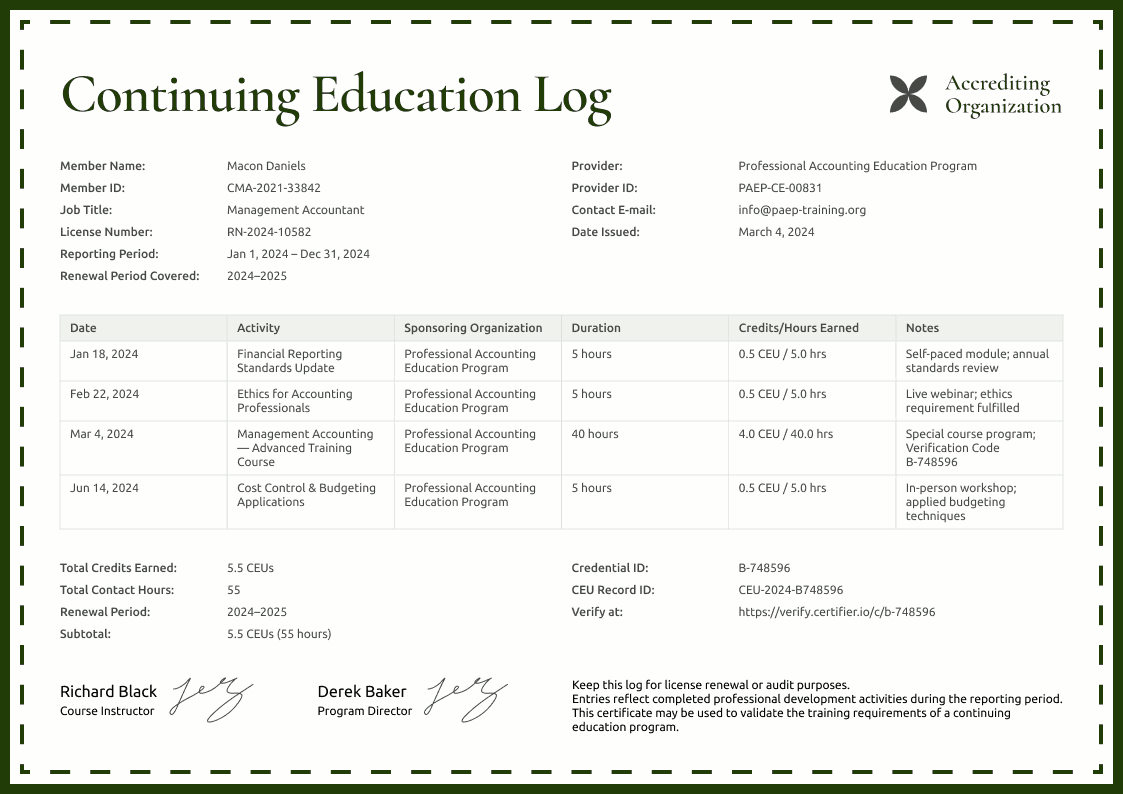 Green CE Log image 1