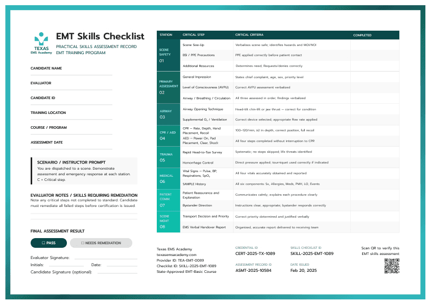 Green EMT Checklist image 1