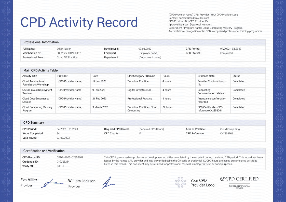 Cobalt CPD Activity Record image 1
