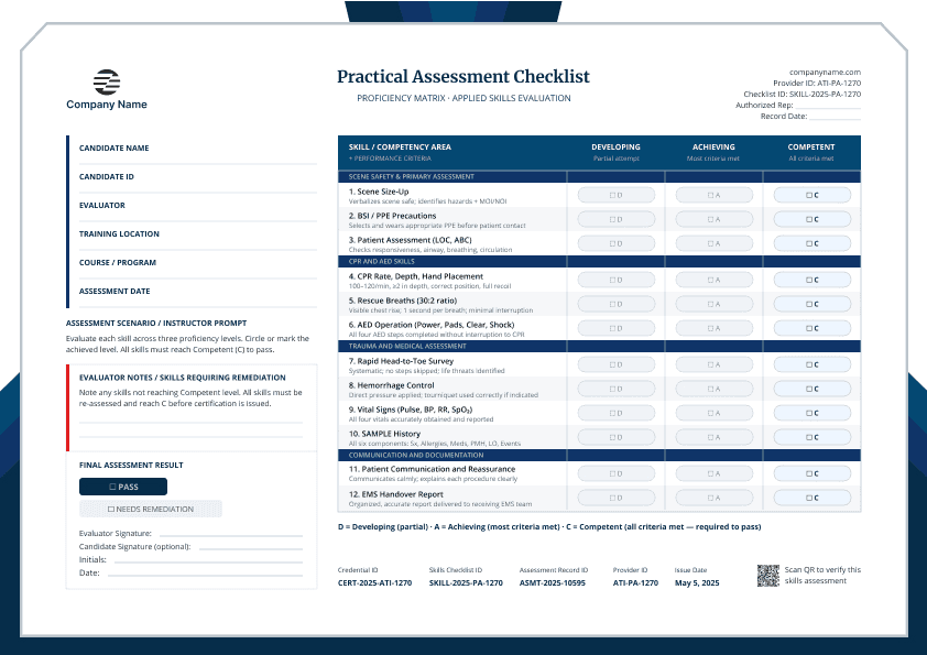 Navy Blue Practical Assessment Checklist image 1