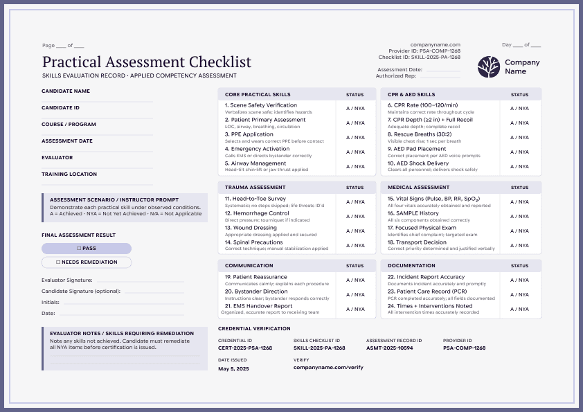 Violet Practical Assessment Checklist image 1