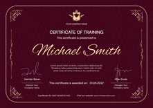 burgundy formal certificate of training landscape 12112