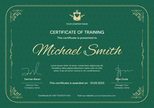 green formal certificate of training landscape 12276