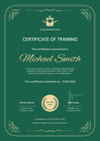 green formal certificate of training portrait 12293