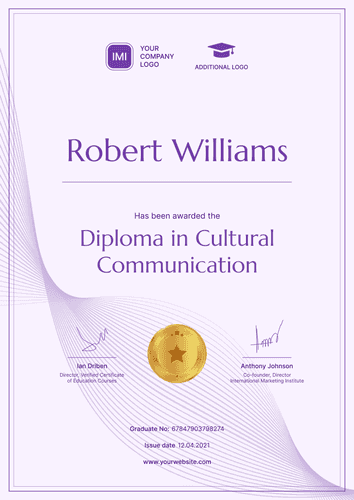 purple professional certificate of training portrait 12291