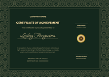green formal certificate of achievement landscape 12722