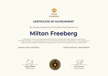 white simple certificate of achievement landscape 12851