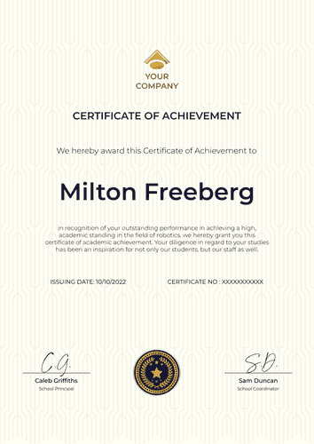 white simple certificate of achievement portrait 12850