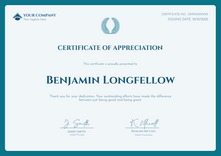 blue simple certificate of appreciation landscape 12543