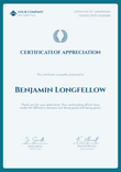 blue simple certificate of appreciation portrait 12545