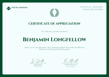 green simple certificate of appreciation landscape 12572