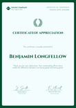 green simple certificate of appreciation portrait 12576