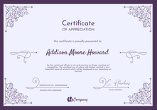 purple formal certificate of appreciation landscape 12591