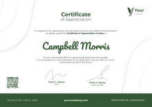 green professional certificate of appreciation landscape 12579