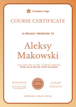 orange simple certificate of course portrait 12880