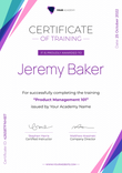 purple modern certificate of training portrait 14303