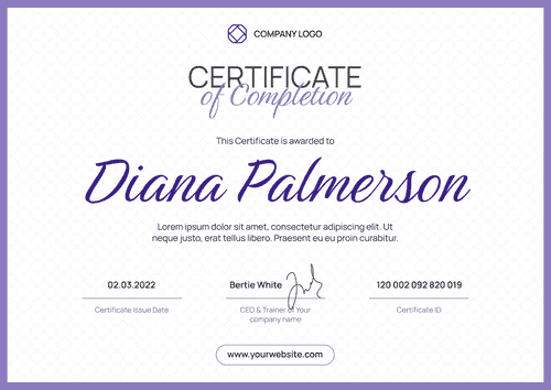 purple simple certificate of webinar landscape 12420