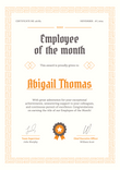 Formal and classy employee of the month certificate template portrait