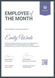 Simple and streamlined employee of the month certificate template portrait
