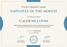Minimalistic and simple employee of the month certificate template landscape