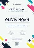 Colourful and modern certificate of participation template portrait