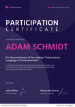 Professional and stylish certificate of participation template portrait