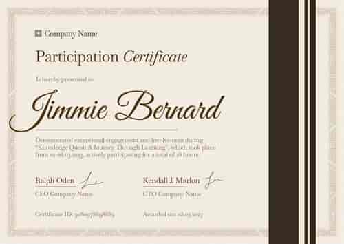 Corporate and professional certificate of participation template landscape