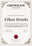 Formal and grand certificate of recognition template portrait